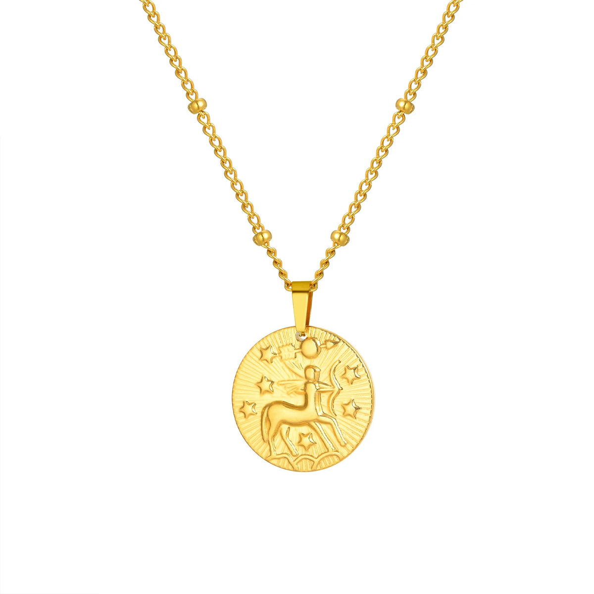 Colar com pingente de doze constelações Vnox, gargantilha feminina clássica banhada a ouro de aço inoxidável sem desbotamento, joias da moda para aniversário