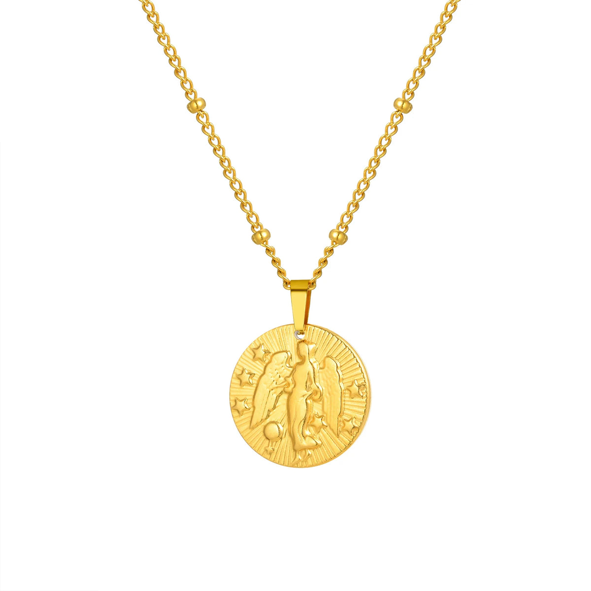 Colar com pingente de doze constelações Vnox, gargantilha feminina clássica banhada a ouro de aço inoxidável sem desbotamento, joias da moda para aniversário