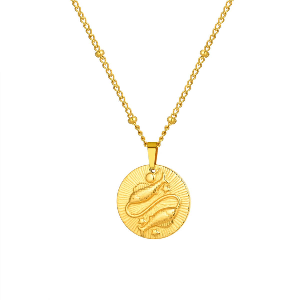 Colar com pingente de doze constelações Vnox, gargantilha feminina clássica banhada a ouro de aço inoxidável sem desbotamento, joias da moda para aniversário