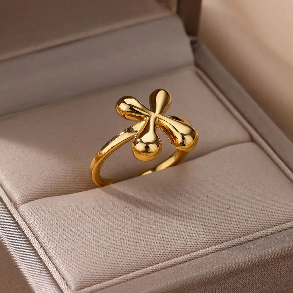 Anéis de letras iniciais grossas para mulheres cor dourada anel de aço inoxidável vintage alfabeto joias acessórios de dedo anillos mujer