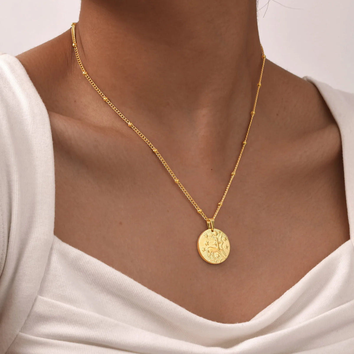 Colar com pingente de doze constelações Vnox, gargantilha feminina clássica banhada a ouro de aço inoxidável sem desbotamento, joias da moda para aniversário