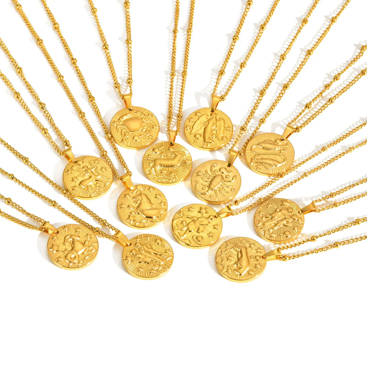 Colar com pingente de doze constelações Vnox, gargantilha feminina clássica banhada a ouro de aço inoxidável sem desbotamento, joias da moda para aniversário