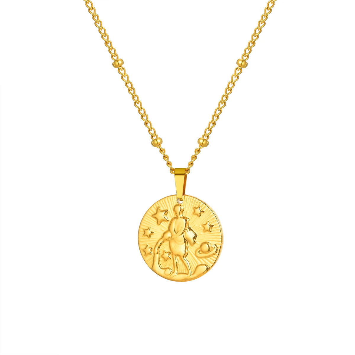 Colar com pingente de doze constelações Vnox, gargantilha feminina clássica banhada a ouro de aço inoxidável sem desbotamento, joias da moda para aniversário