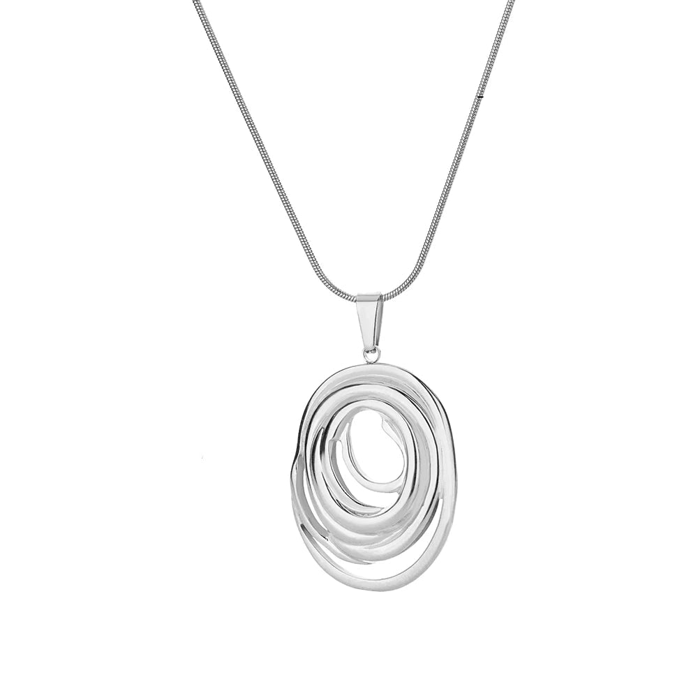 Corrente redonda infinito oval pingente colar para mulheres cor de ouro charme colares femme gargantilha colar de jóias de aço inoxidável 2024