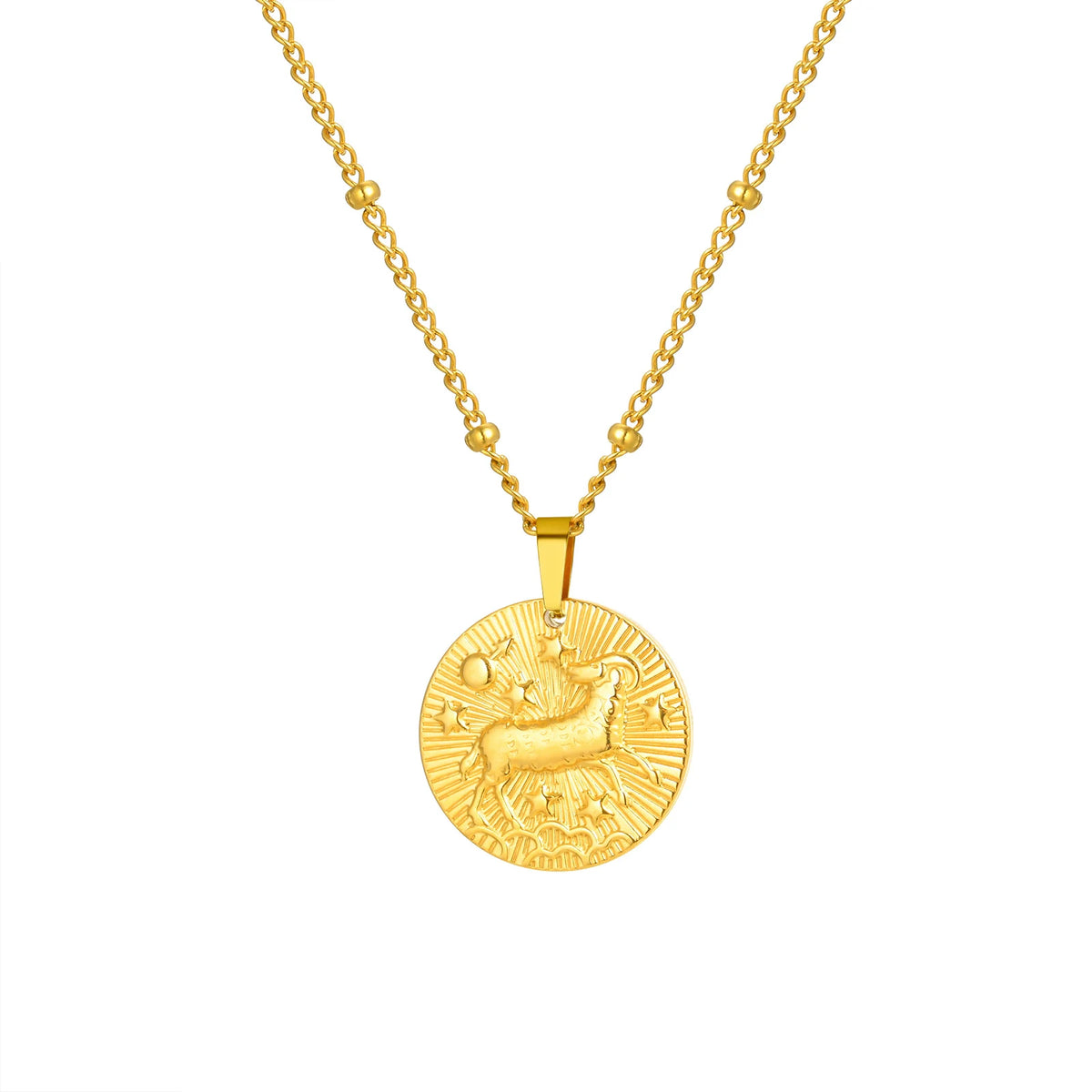Colar com pingente de doze constelações Vnox, gargantilha feminina clássica banhada a ouro de aço inoxidável sem desbotamento, joias da moda para aniversário