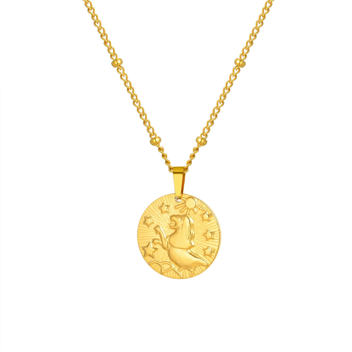 Colar com pingente de doze constelações Vnox, gargantilha feminina clássica banhada a ouro de aço inoxidável sem desbotamento, joias da moda para aniversário